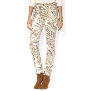 Cream Feather Stretch Velveteen Skinny Jeans 10